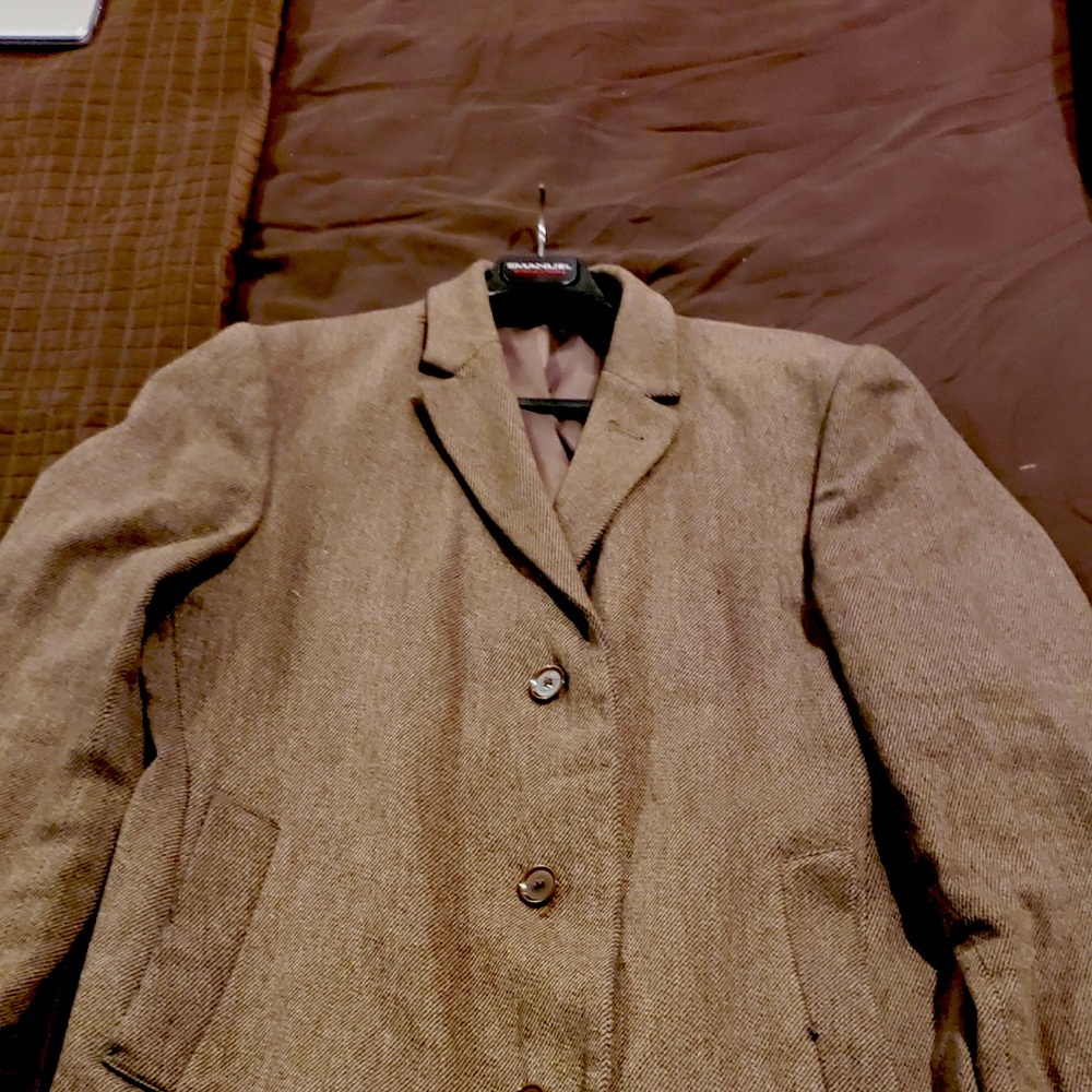 Brown/Tan herringbone wool coat